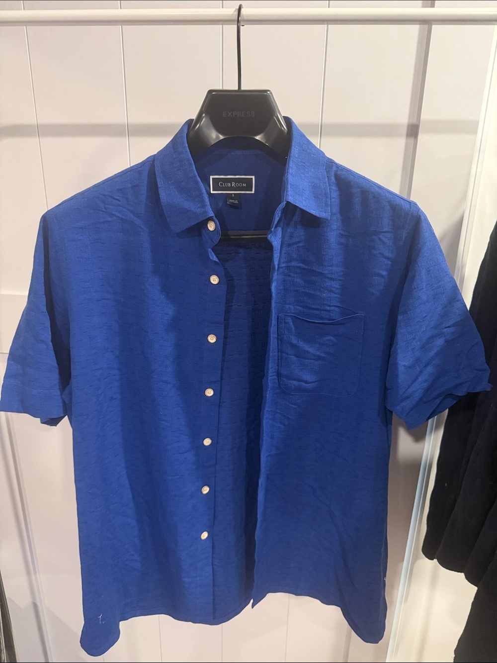 Club Room Short Sleeve Button-Up Shirt in Royal Blue